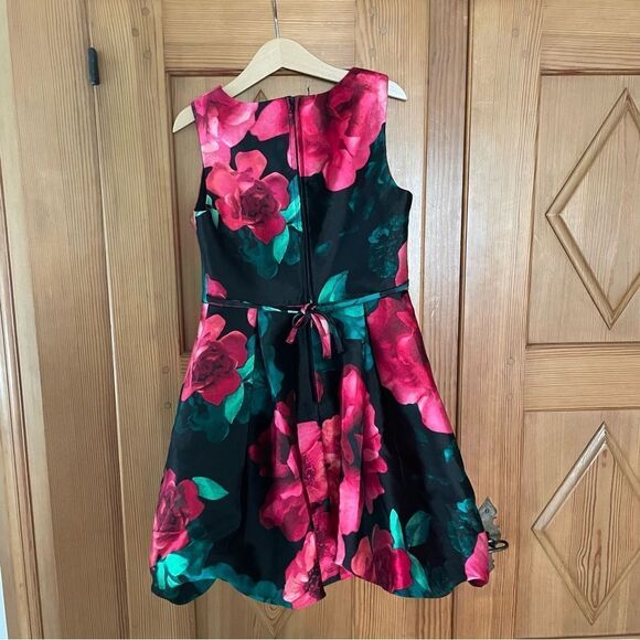 Speechless Kids Girls Black and Pink Floral Dress Formal Balloon Size 8 - Picture 4 of 7